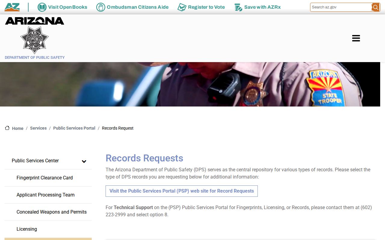 Arizona DPS guidance distinguishing Apache County arrest records from DPS records