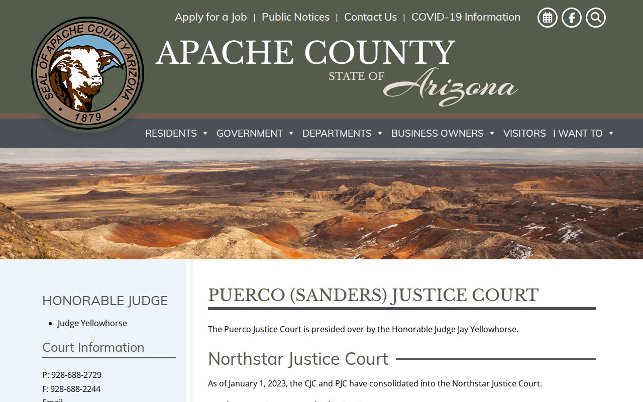 Apache County criminal case and warrant information for Puerco Justice Court