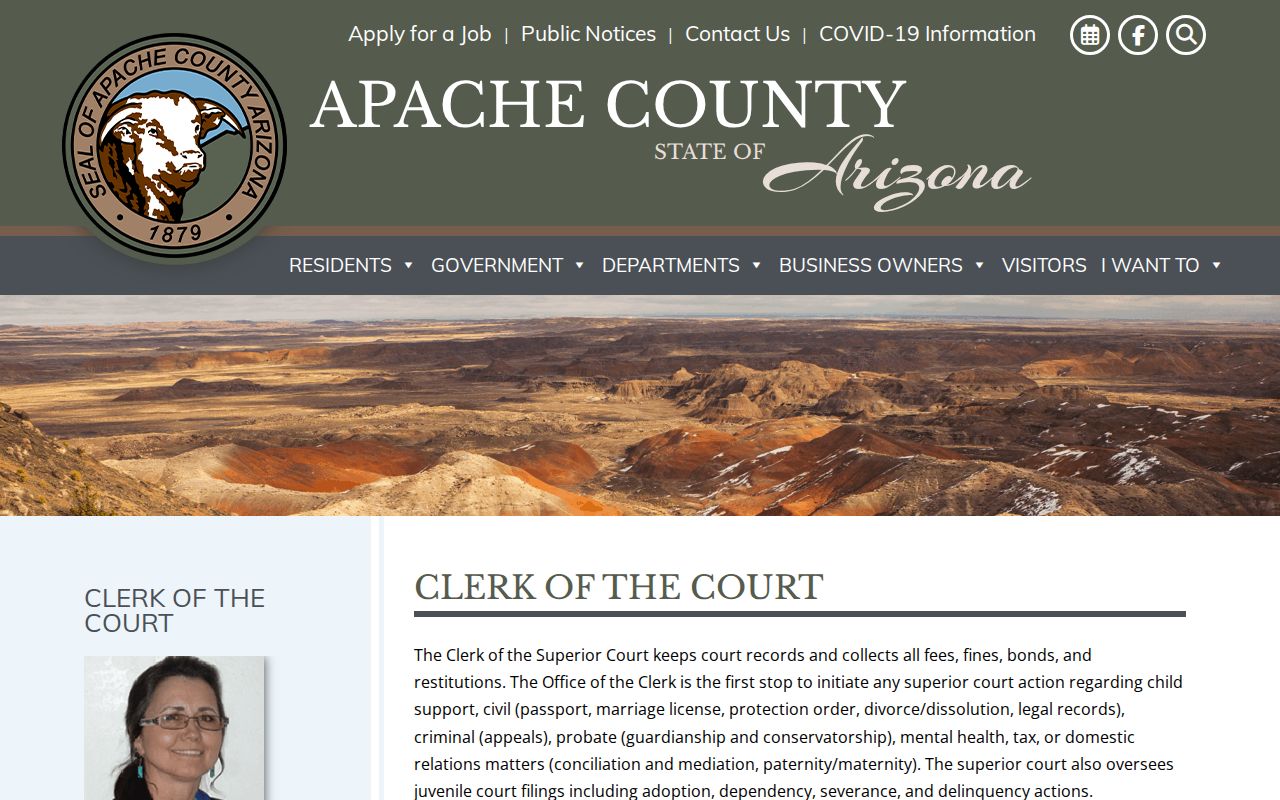 Apache County Clerk criminal court record fees and requests