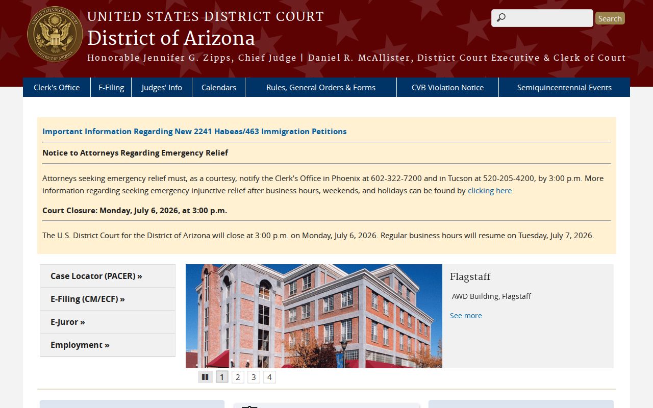 District of Arizona federal criminal court serving Apache County