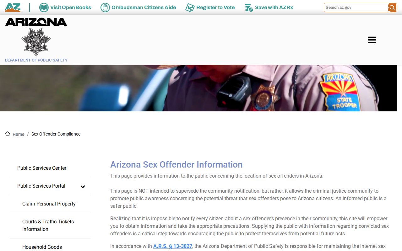 Apache County sex offender registration information from Arizona DPS